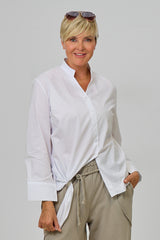 Asymmetrische Baumwoll-Bluse, weiß
