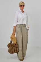 Sweaty Hose mit Ziernähten im used look, taupe