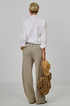 Sweaty Hose mit Ziernähten im used look, taupe