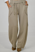 Sweaty Hose mit Ziernähten im used look, taupe
