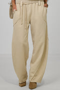 Sweaty Hose mit Ziernähten im used look, beige