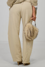 Sweaty Hose mit Ziernähten im used look, beige