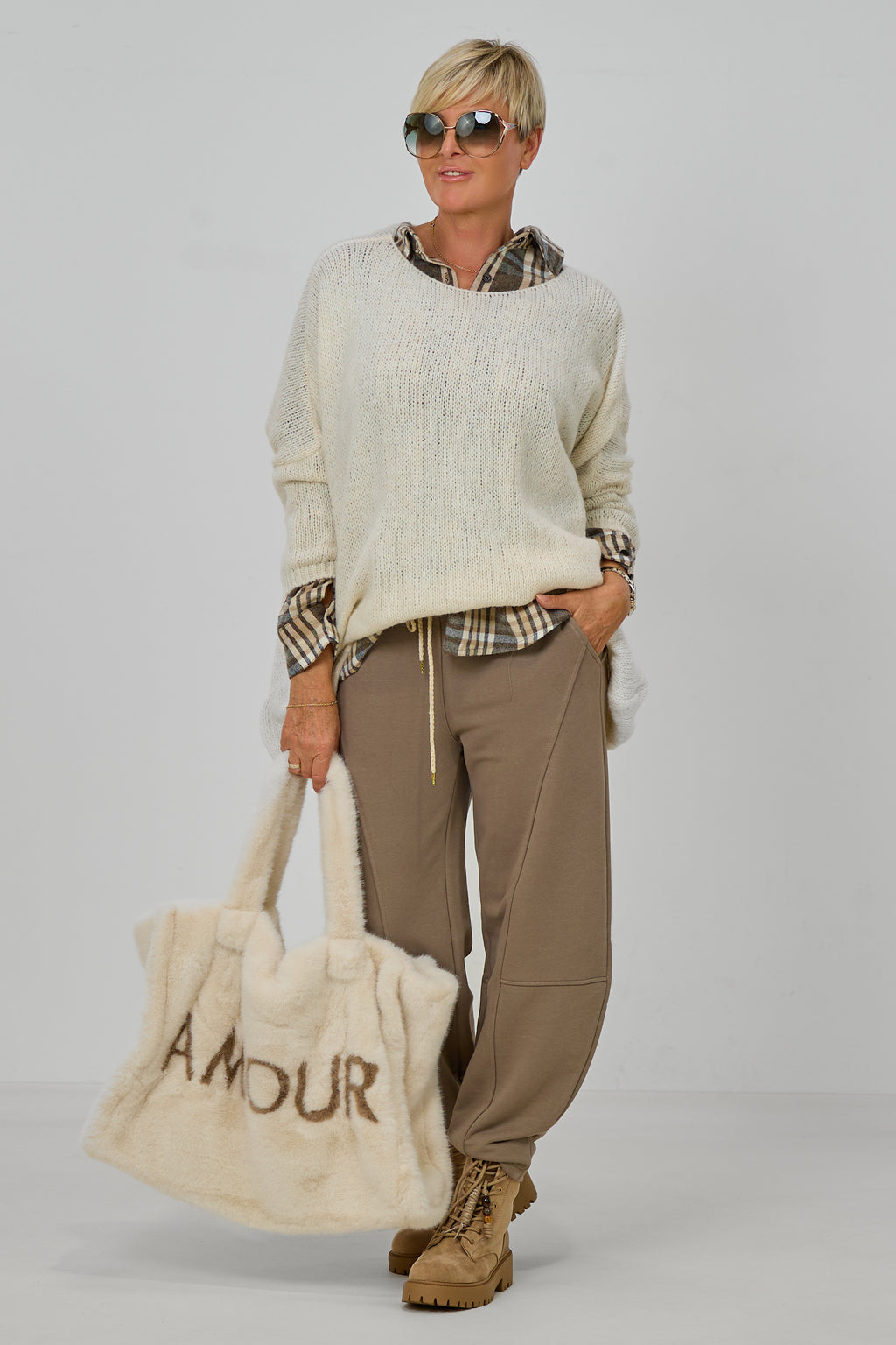 Kuscheliger Oversized Strickpulli, ecru/creme