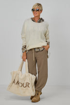 Kuscheliger Oversized Strickpulli, ecru/creme