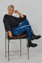 Cozy Shirt mit Balloon-Blusen-Ärmeln, schwarz