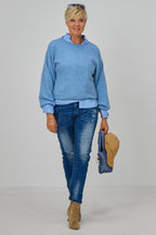 Strickpulli mit elastischen Abschlüssen, hellblau