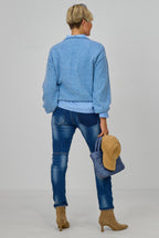 Strickpulli mit elastischen Abschlüssen, hellblau