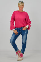 Strickpulli mit elastischen Abschlüssen, pink