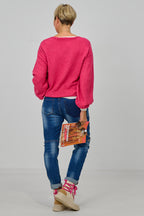 Strickpulli mit elastischen Abschlüssen, pink