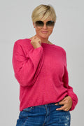 Strickpulli mit elastischen Abschlüssen, pink