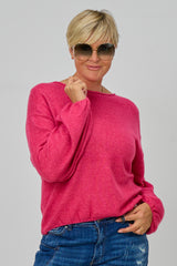 Strickpulli mit elastischen Abschlüssen, pink