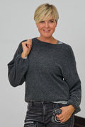 Strickpulli mit elastischen Abschlüssen, anthrazit