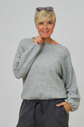Strickpulli mit elastischen Abschlüssen, hellgrau