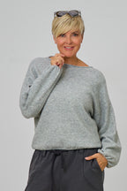 Strickpulli mit elastischen Abschlüssen, hellgrau