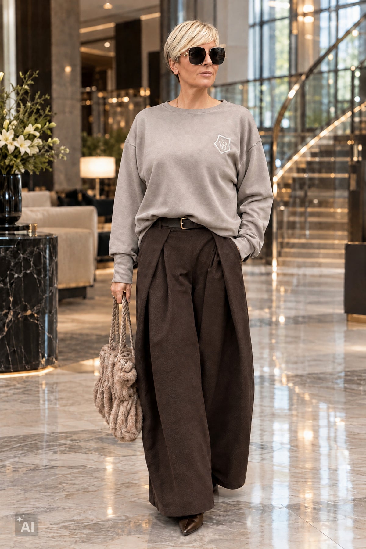 Sweaty "VB" by Silvia van Beekum, taupe