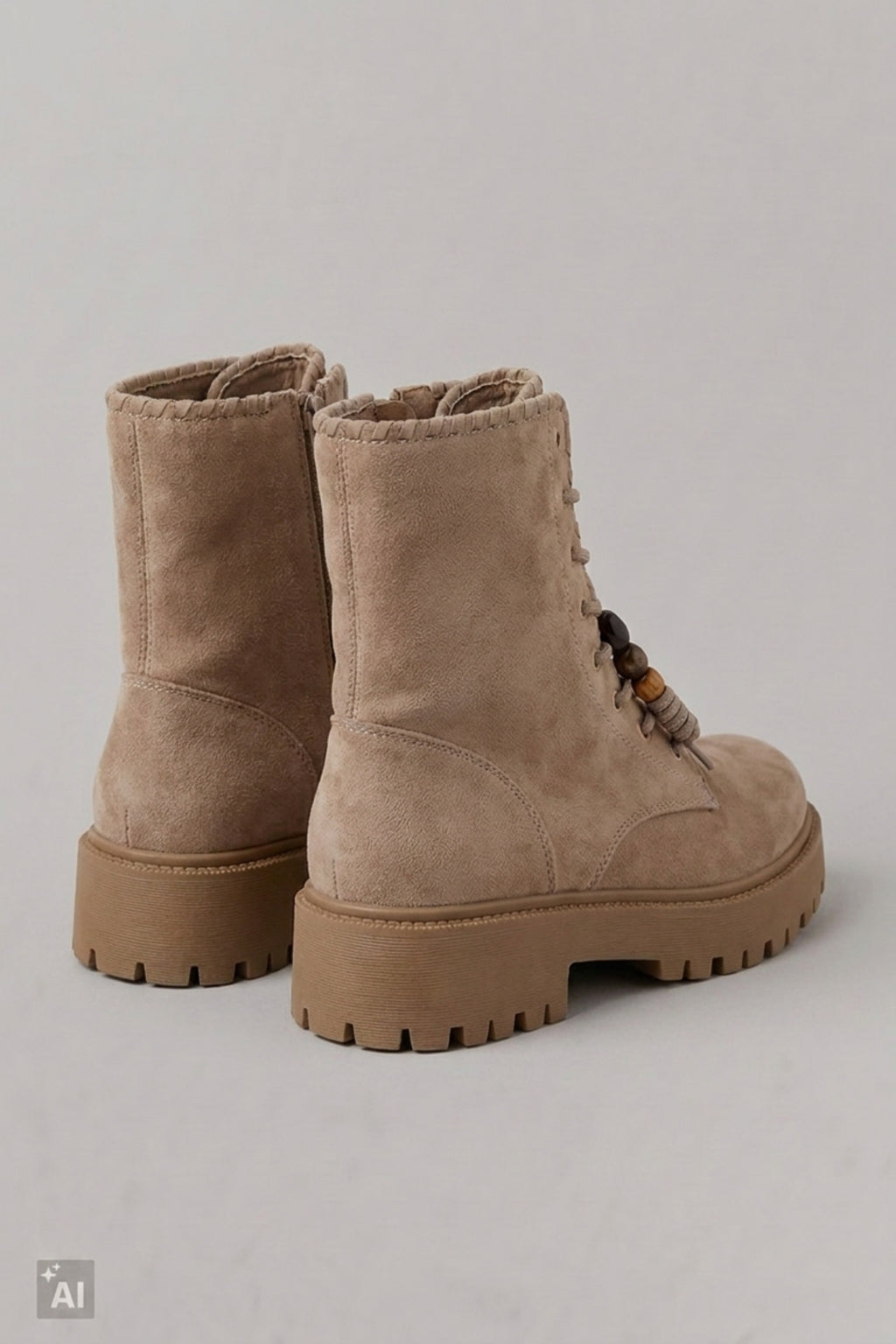 Schnürboots mit Zierband, beige
