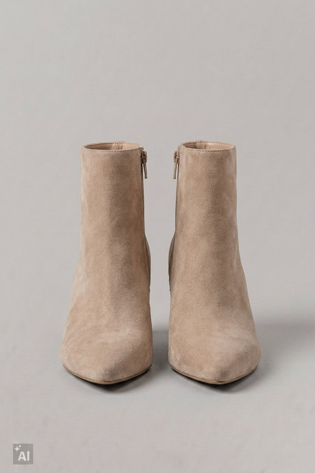 Spitze Stiefelette in Wildlederoptik, beige
