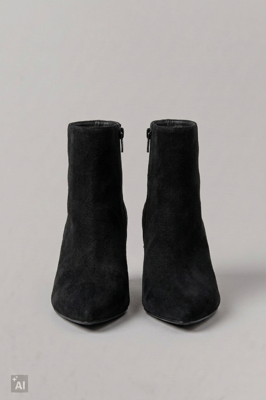 Spitze Stiefelette in Wildlederoptik, schwarz