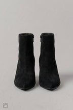 Spitze Stiefelette in Wildlederoptik, schwarz