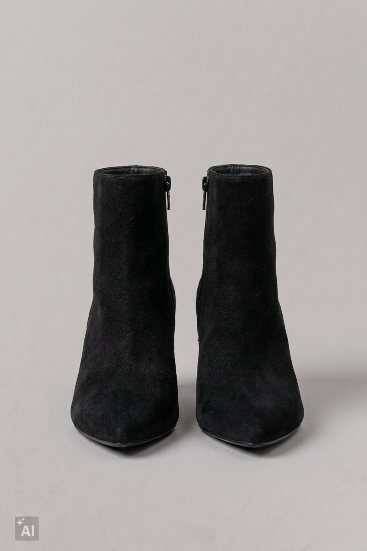 Spitze Stiefelette in Wildlederoptik, schwarz