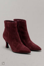 Spitze Stiefelette in Wildlederoptik, bordeaux