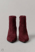 Spitze Stiefelette in Wildlederoptik, bordeaux