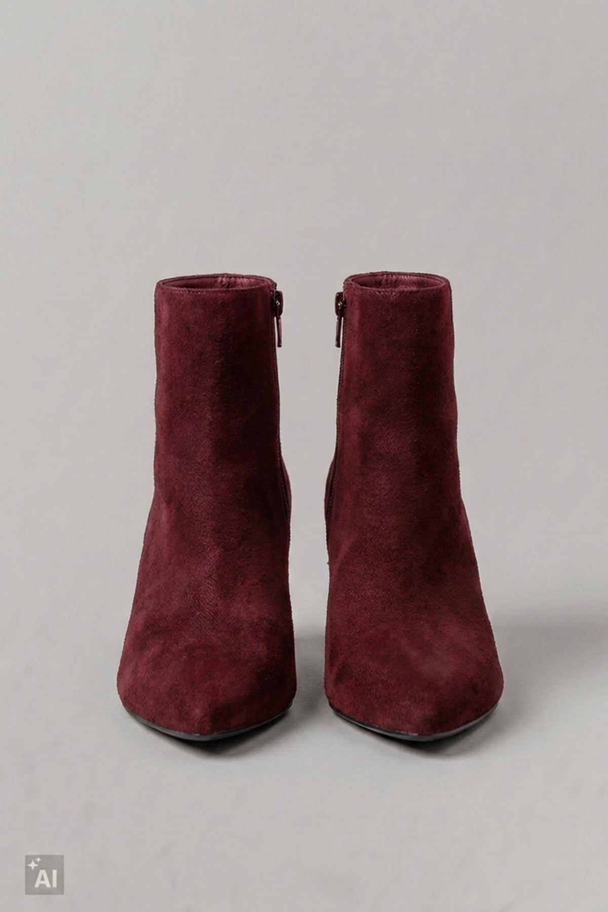 Spitze Stiefelette in Wildlederoptik, bordeaux