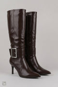 High-Heel Stiefel mit Schnalle, braun