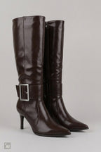 High-Heel Stiefel mit Schnalle, braun