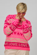 Strickpulli mit LOVE Muster, rosa-pink