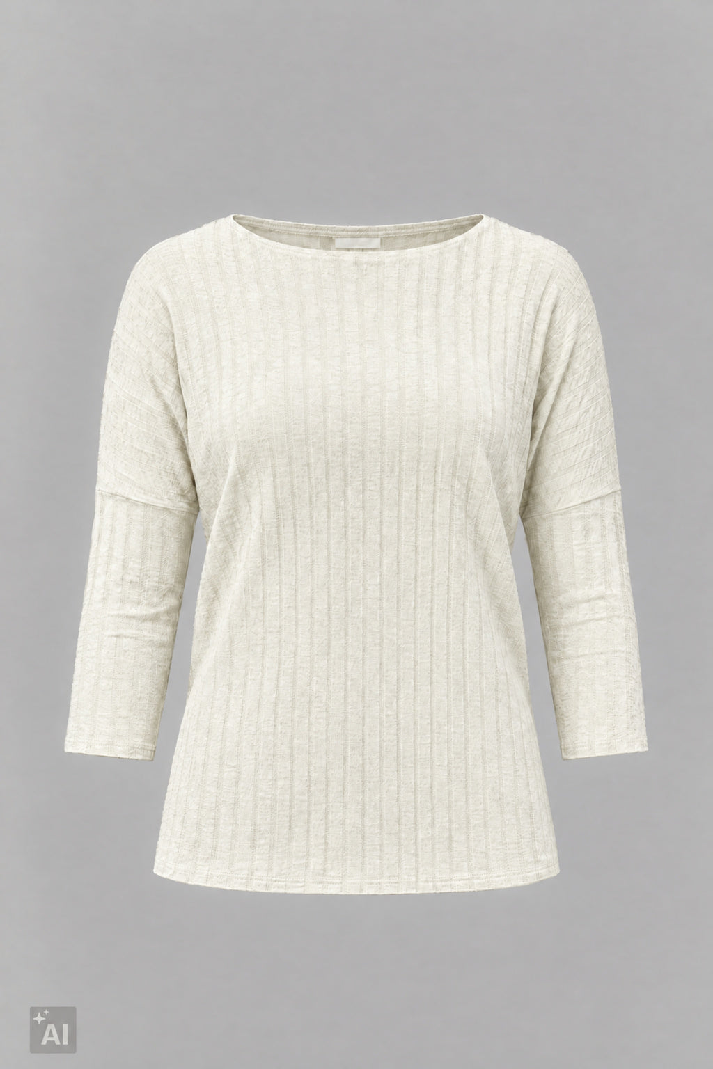 Breit geripptes Longsleeve, ecru
