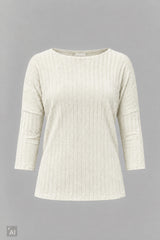 Breit geripptes Longsleeve, ecru