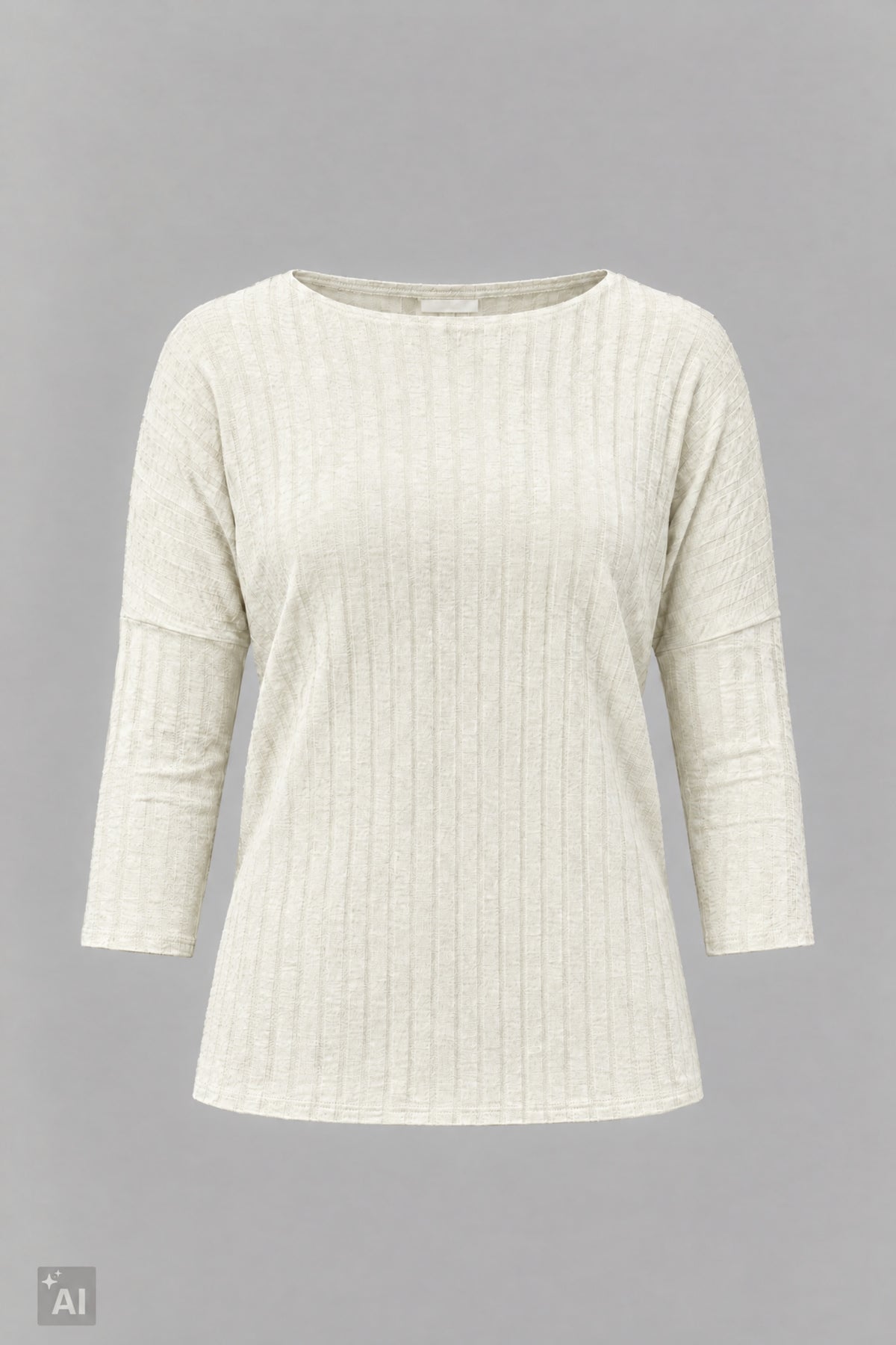 Breit geripptes Longsleeve, ecru