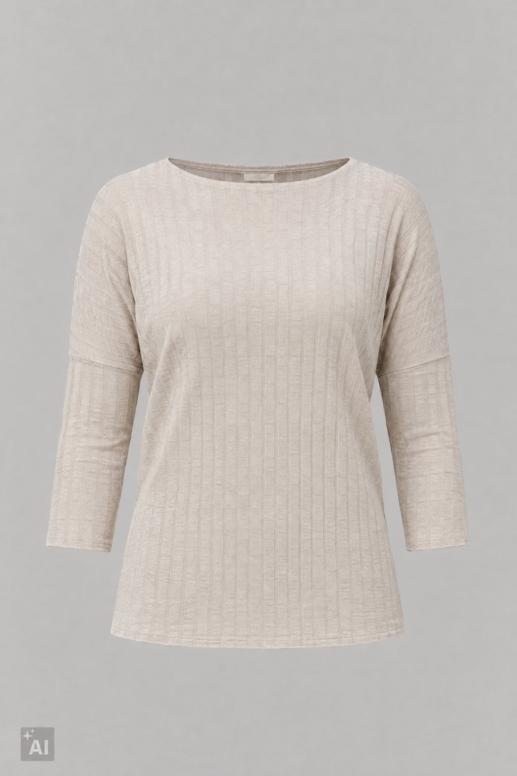 Breit geripptes Longsleeve, beige