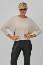 Breit geripptes Longsleeve, beige