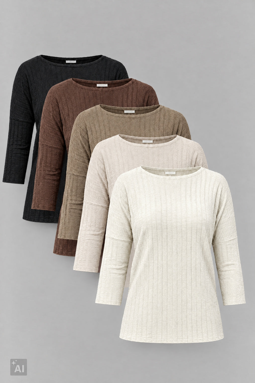 Breit geripptes Longsleeve, taupe
