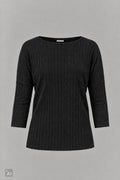 Breit geripptes Longsleeve, schwarz