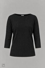 Breit geripptes Longsleeve, schwarz