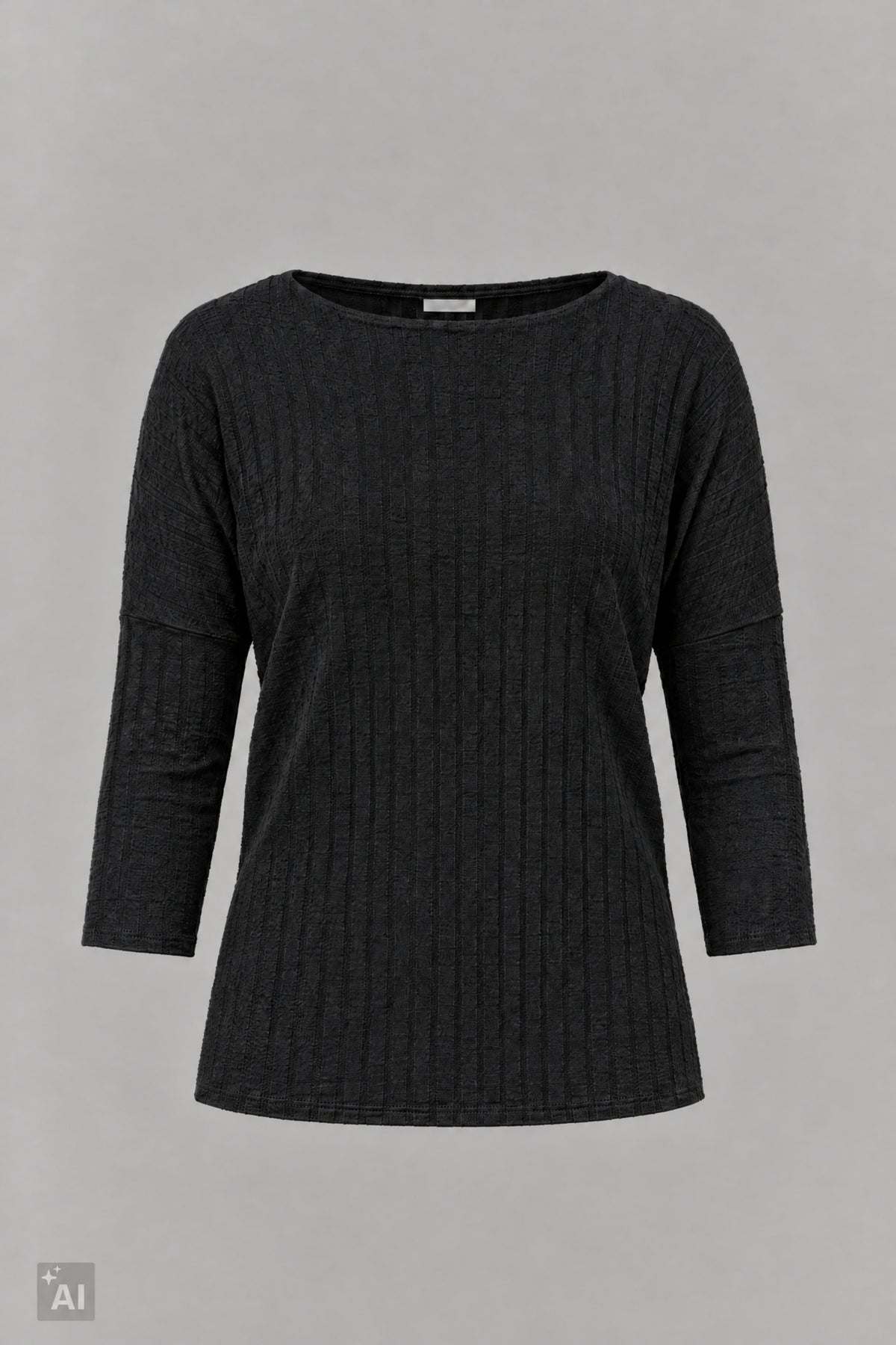 Breit geripptes Longsleeve, schwarz