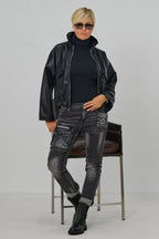 Enge Jeans im destroyed look, black used