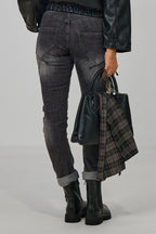 Enge Jeans im destroyed look, black used