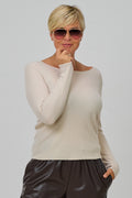 schmal geripptes Longsleeve, beige