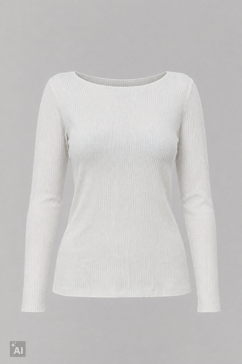 schmal geripptes Longsleeve, ecru