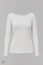 schmal geripptes Longsleeve, ecru