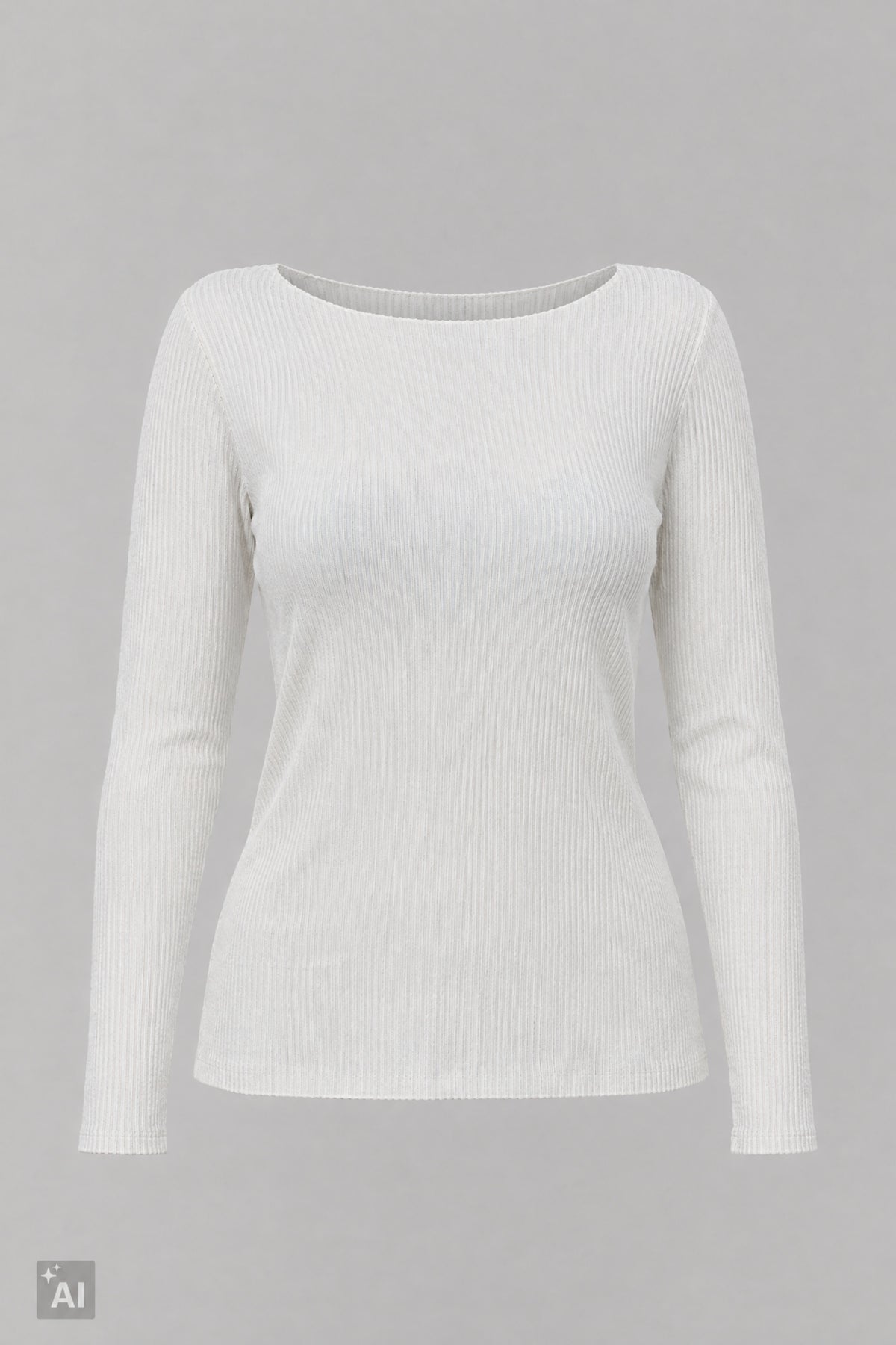 schmal geripptes Longsleeve, ecru