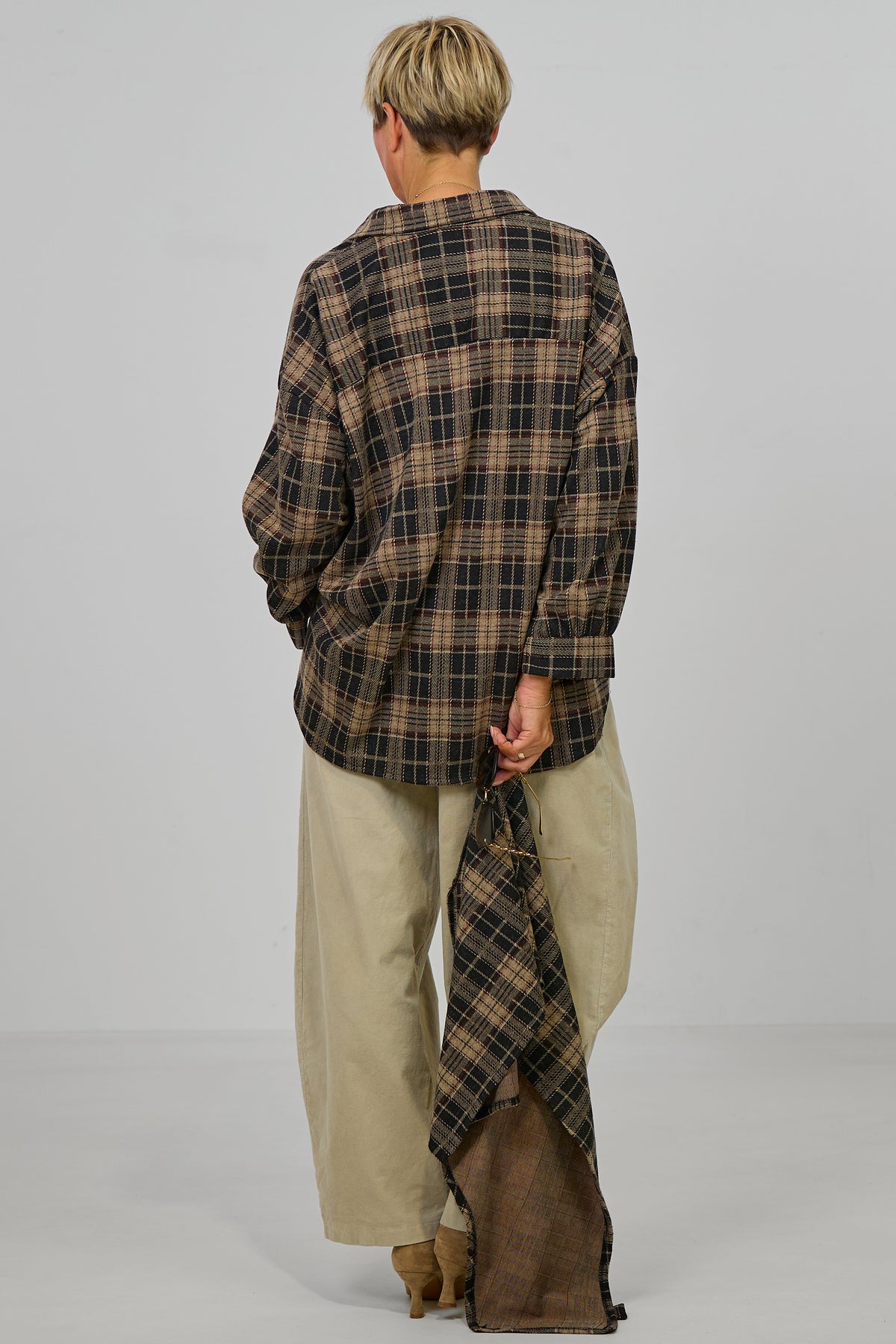 Feincordhose mit Überschlägen, beige