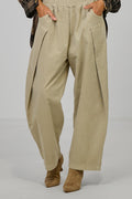 Feincordhose mit Überschlägen, beige