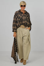 Feincordhose mit Überschlägen, beige
