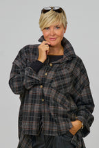 Oversized Hemd im Karomuster, anthrazit-schwarz