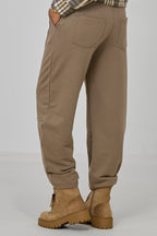 Sweathose mit Ziernähten und Kordelzug, taupe